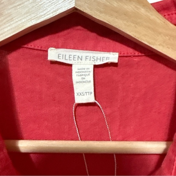 NWOT - Eileen Fisher Garment-Dyed Organic Linen Classic Collar Dress - Size XXS - Picture 3 of 4